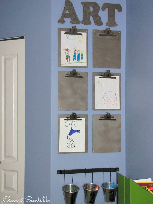 Such a cute and easy way to display kids' artwork!