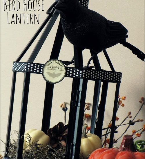 Halloween bird house made from an old outdoor lantern.