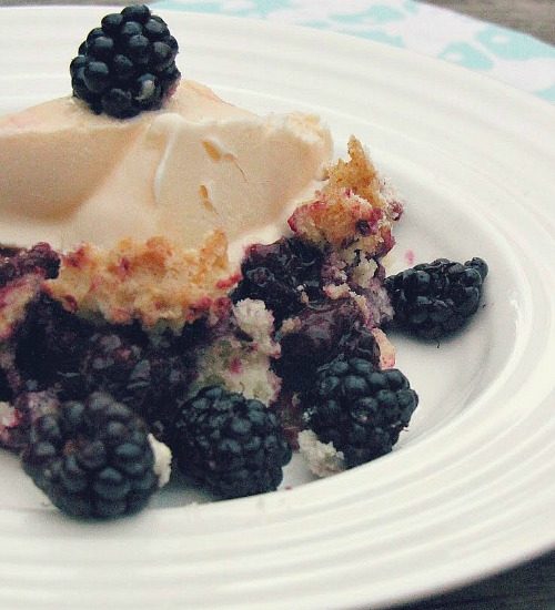 The easiest ever berry cobbler! Only 3 ingredients and less than 5 minutes prep time needed! // cleanandscentsible.com