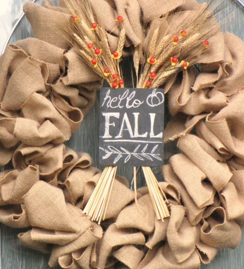 Burap Fall Wreath and other ideas for decorating your front porch for fall.