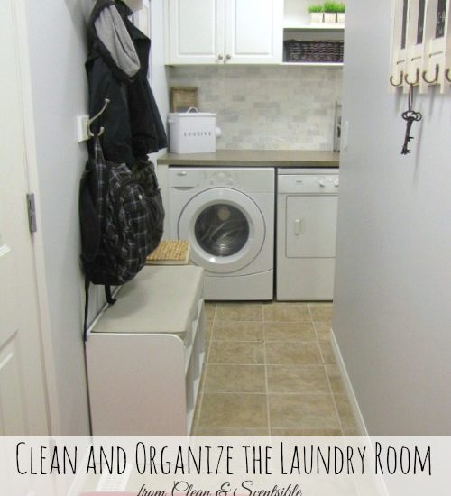 Clean and organize the laundry room. Free printable checklists included.