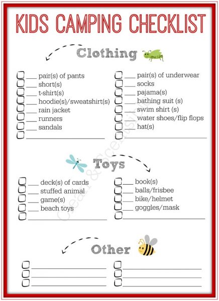 Kids Camping Checklist - Clean and Scentsible