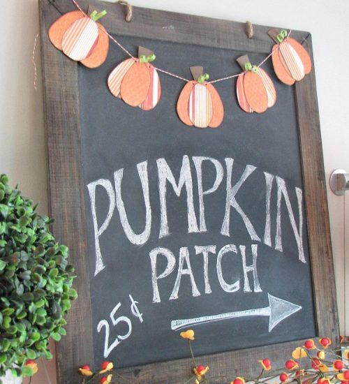 Fall chalkboard and cute pumpkin bunting! // cleanandscentsible.com