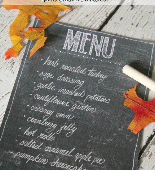 Free printable chalkboard menu. Perfect for Thanksgiving or Christmas dinner!