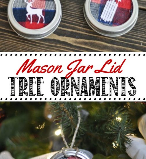 Mason Jar Lid Tree Ornaments. These are SO cute and easy to do. Customize with whatever material you would like.