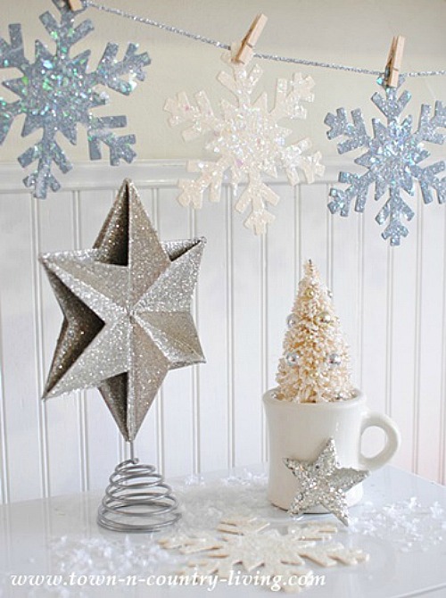 White Wooden Snowflakes, White Snowflake Wood, Wooden Decorations