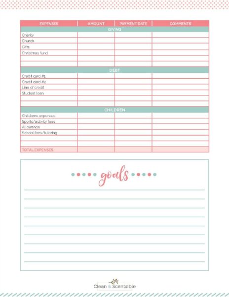 Family Binder Budgeting Printables - Clean And Scentsible