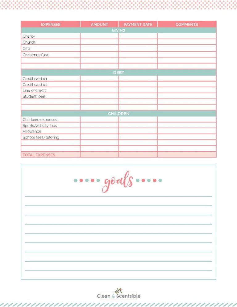 Family Budget Binder Free Printables