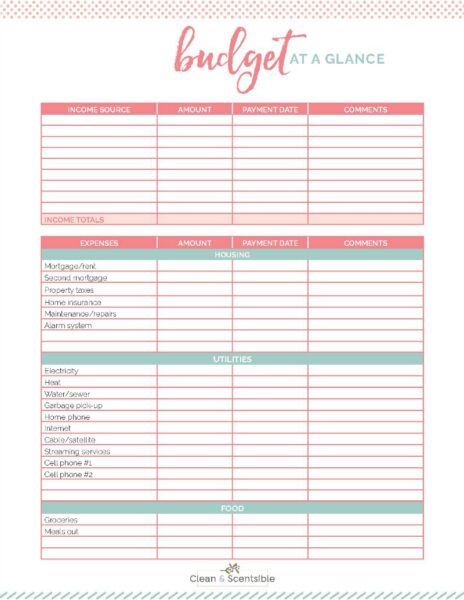 Family Binder Budgeting Printables - Clean And Scentsible