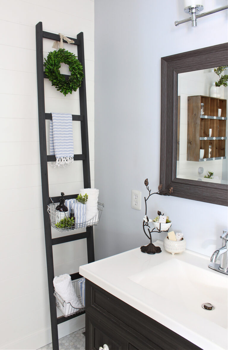 DIY Bathroom Storage Ladder