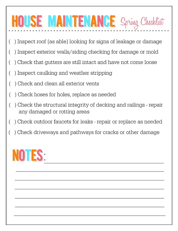 Free printable home maintenance checklists for your home exterior and yard.  Everything you need!