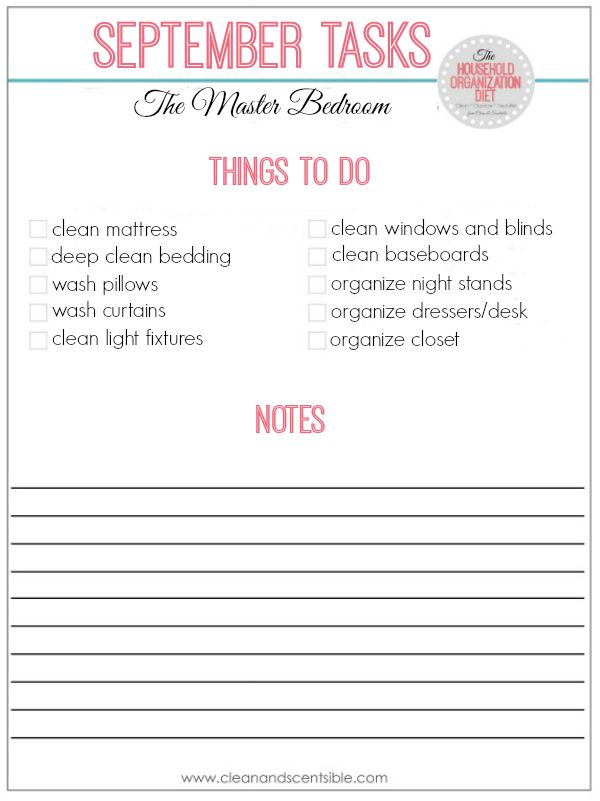 Everything you need to get your master bedroom cleaned and orgainized! Perfect to do for fall with free printables included.