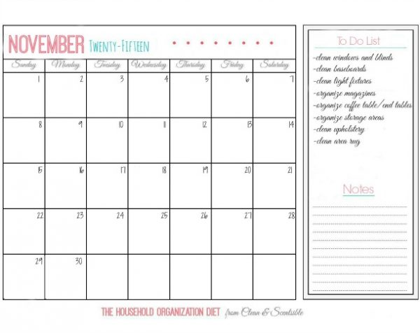 november 2017 menu calendar printable