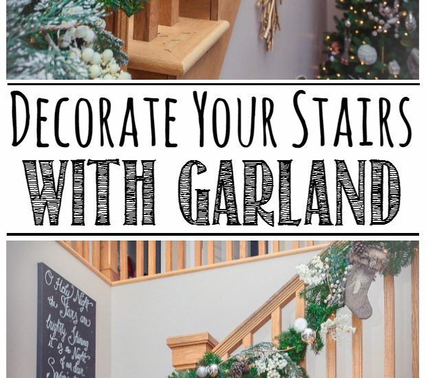 Great tips on how to put together a pretty Christmas garland and how to hang it from the stairs.