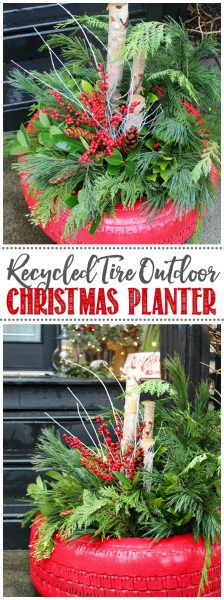 Recycled Tire Christmas Planter - Clean and Scentsible