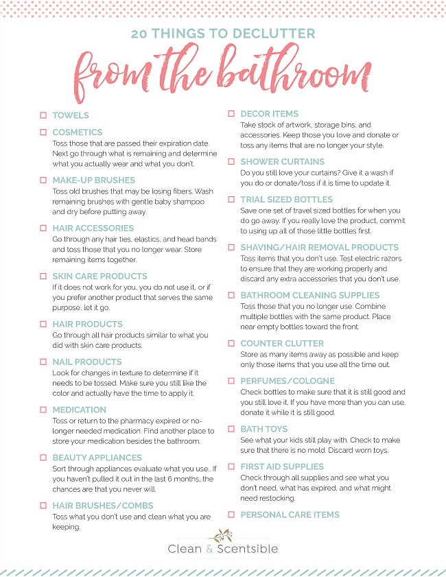 Bathroom Essentials Printable Checklist. A List of the Things You Need for  a Functional Bathroom. Download Instantly. (Download Now) 