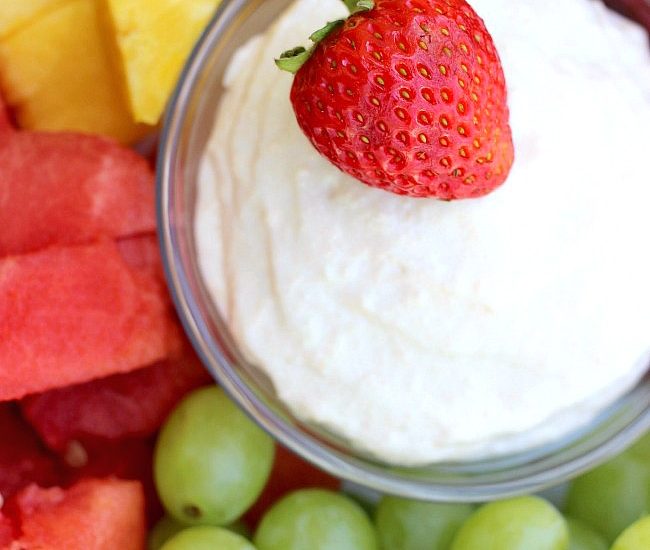 Easy coconut fruit dip! The perfect summer snack!