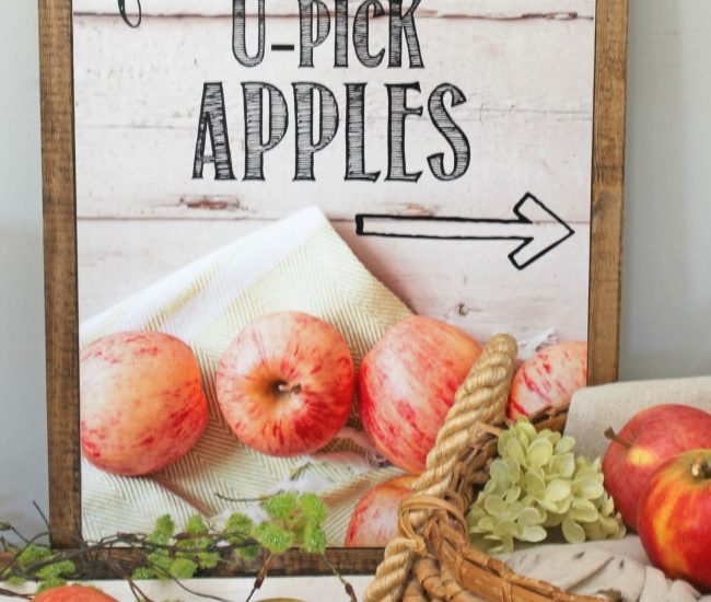 Apple picking fall printables plus instructions on how to mount and frame a canvas.