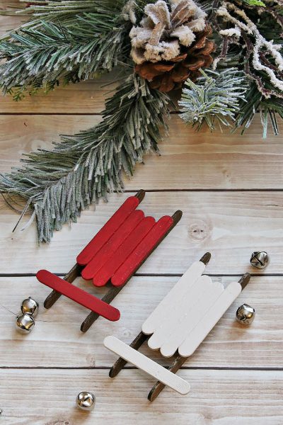 Handmade Christmas Ornaments - Popsicle Stick Sleds - Clean and Scentsible