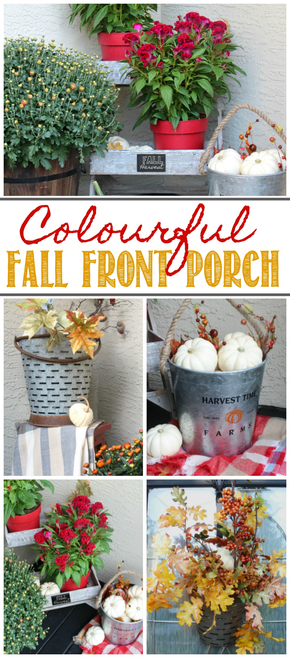 Colorful fall porch decorating ideas.