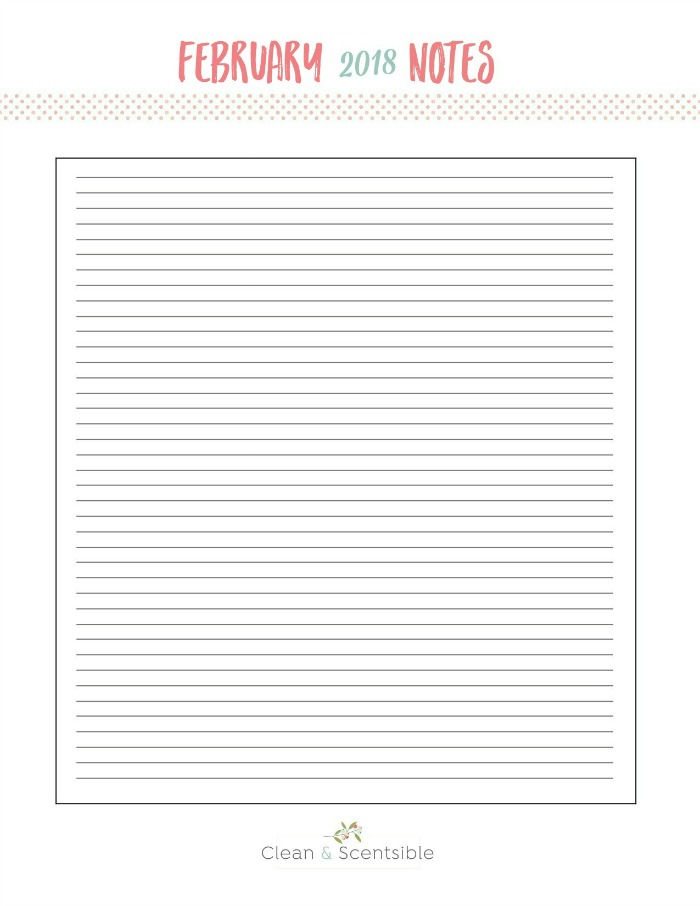 Blank notes worksheet for The Household Organization Diet.