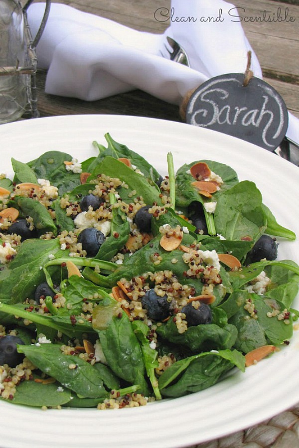 Blueberry quinoa spinach salad.