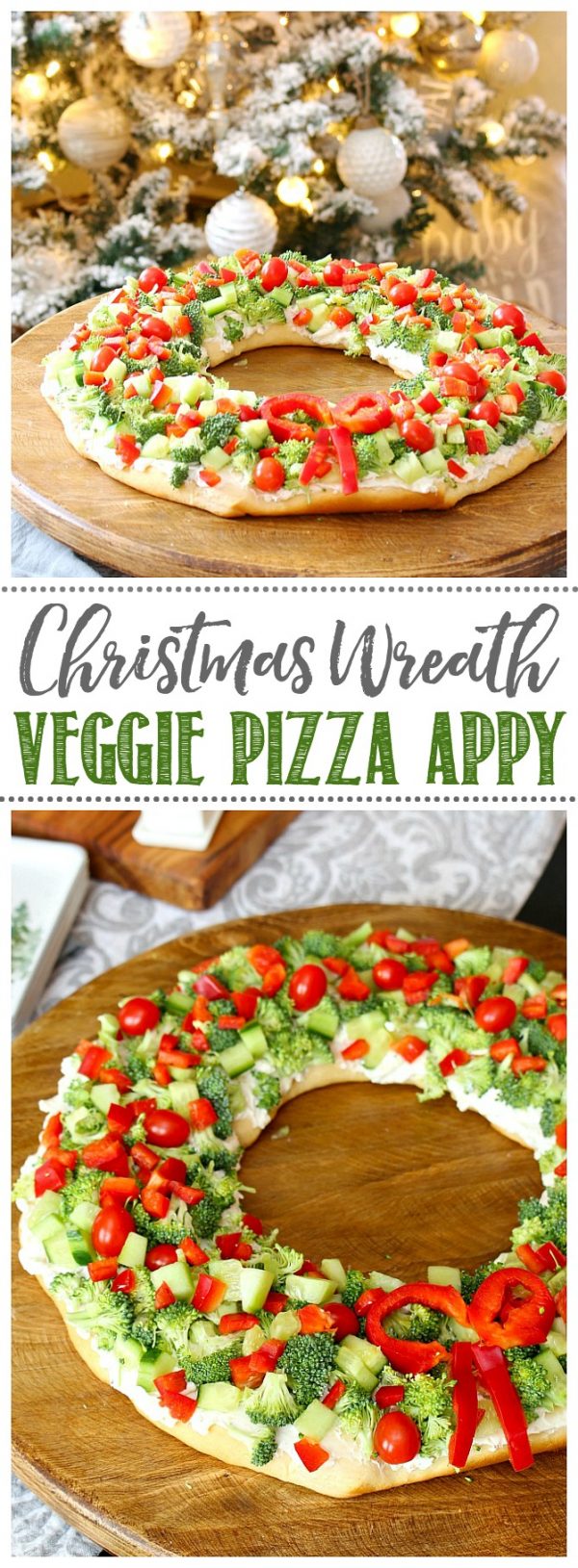 Christmas Appetizer - Christmas Wreath Veggie Pizza - Clean and Scentsible