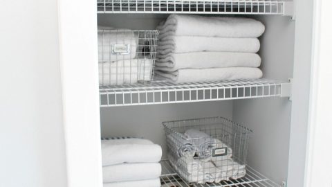 Declutter and organized bathroom closet.