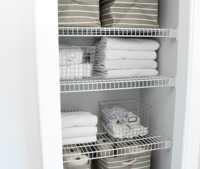 Declutter and organized bathroom closet.