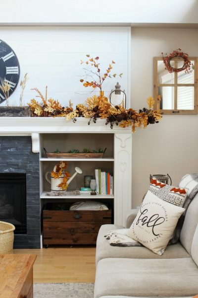 Fall Mantel Ideas - Amber and Oak Fall Mantel - Clean and Scentsible