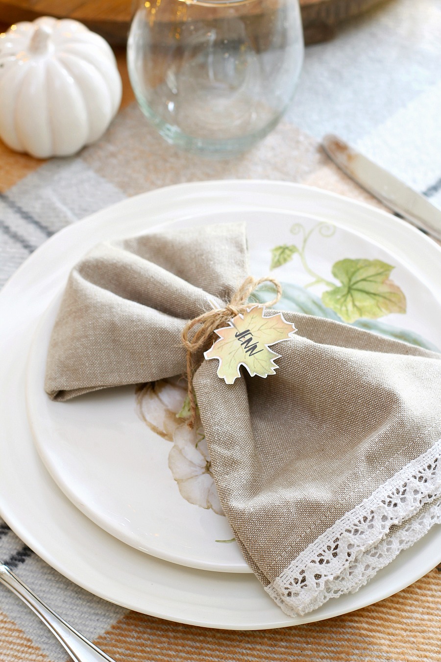 Thanksgiving Place Settings - Pumpkin Napkin Fold - Clean and