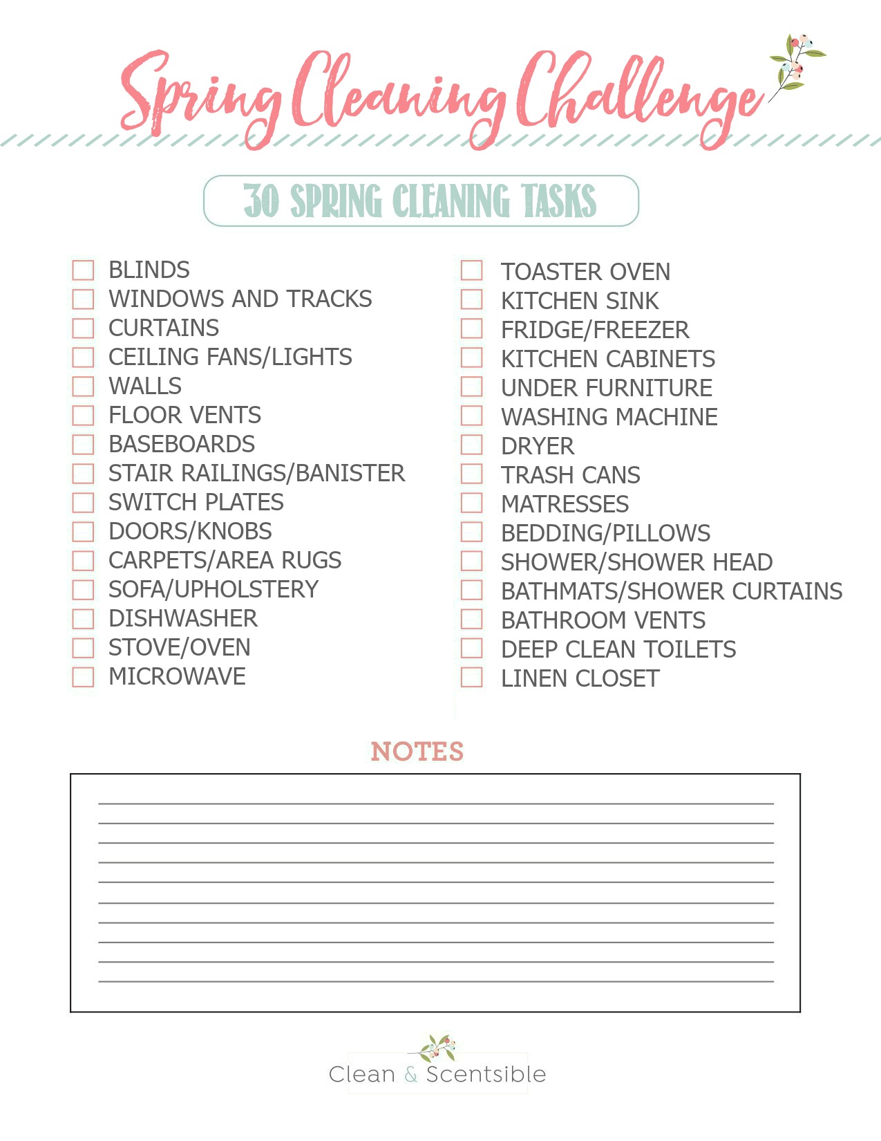 spring cleaning checklist printable free