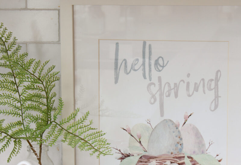 Hello Spring free spring printable with watercolor nest.