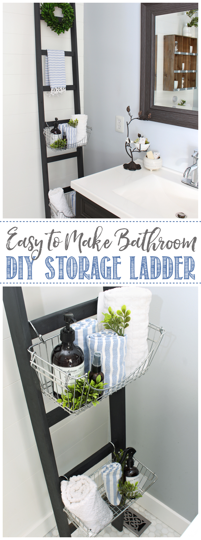 DIY Bathroom Storage Ladder - Clean and Scentsible