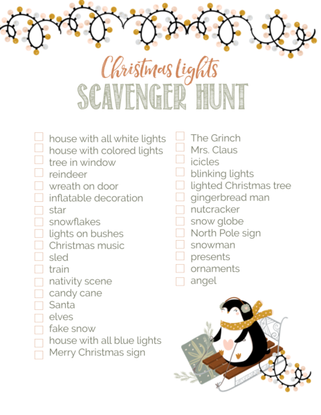 Christmas Lights Scavenger Hunt Free Printable - Clean And Scentsible