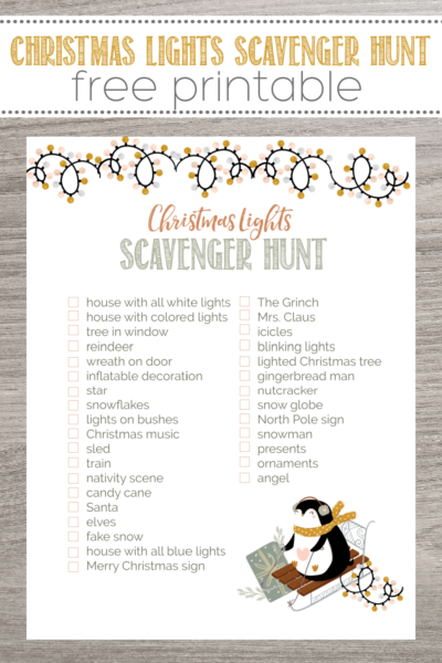 Christmas Lights Scavenger Hunt Free Printable - Clean and Scentsible