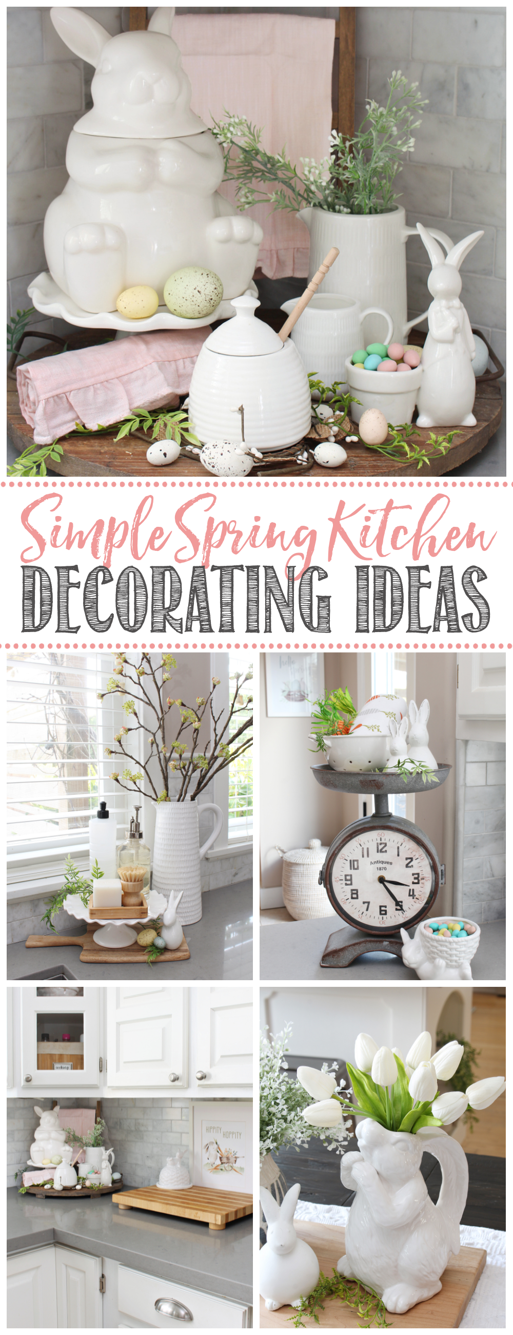 Neutral Spring Kitchen Decor Ideas + Runner - Caitlin Marie Design