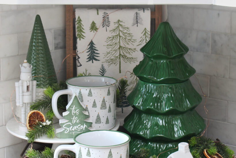 White kitchen decorated for kitchen with green and white.