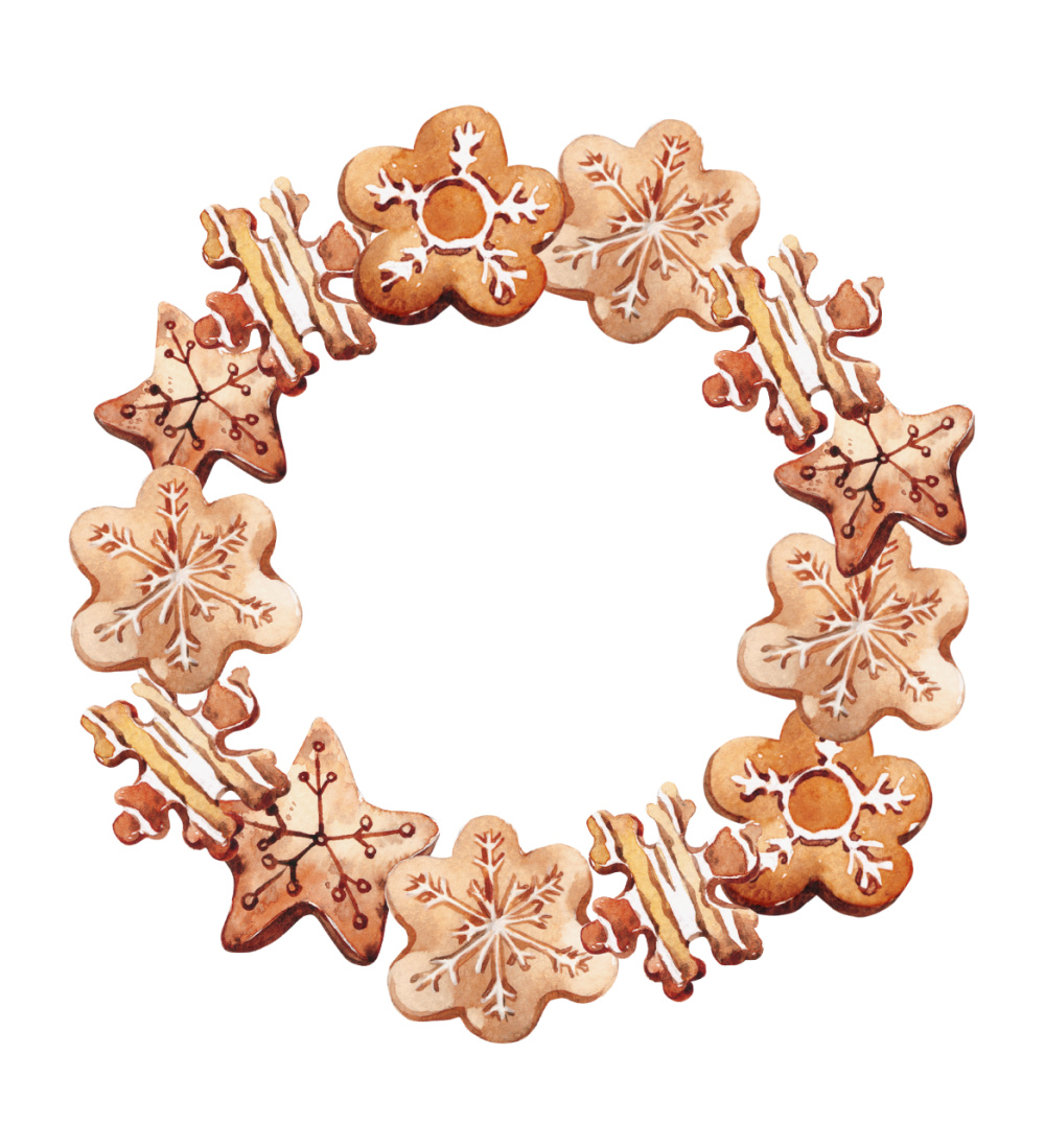 Christmas gingerbread printable with gingerbread wreath.